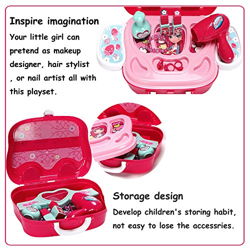Bonniesun 19pcs Little Girls Pretend Makeup Set Cosmetic Beauty