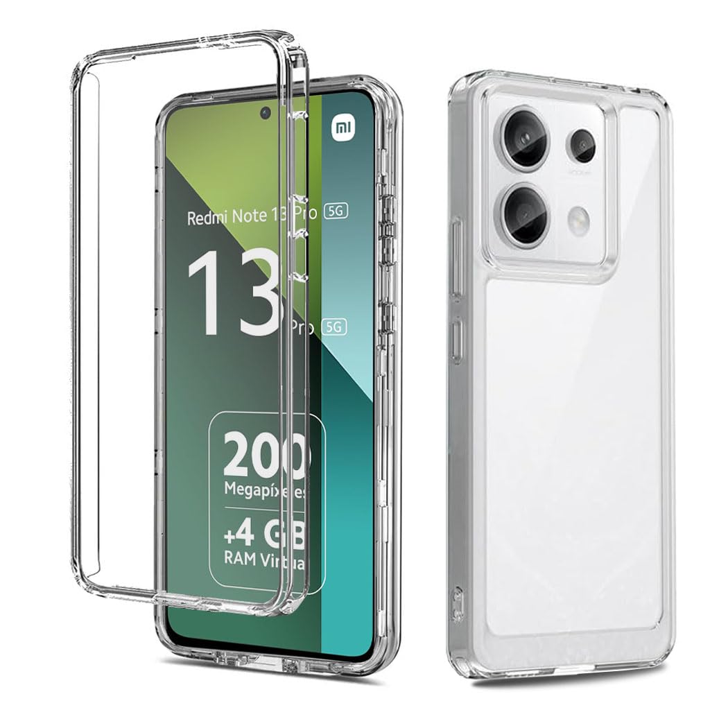 GAPlus Xiaomi Redmi 13 Pro 5G Front and Back Case [Built in Screen Protector] Transparent Clear Fully Protection PC Hard Soft Slim Thin Cover Bumper Shockproof For Xiaomi Redmi 13 Pro/Poco X6 5G