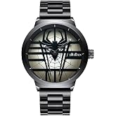 Gosasa Luxury Men's Spider Man Watch Stainless Steel Quartz Watch | Large Face Wrist Watch for Men,Tools Include,30M Water Resistant