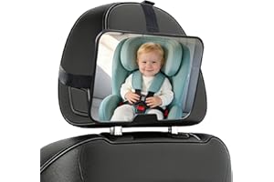 Baby Car Mirror Rear Facing - 100% Shatterproof & Shakeproof, Award-Winning Convex Car Mirror for Baby with 360° Rotation, Ne