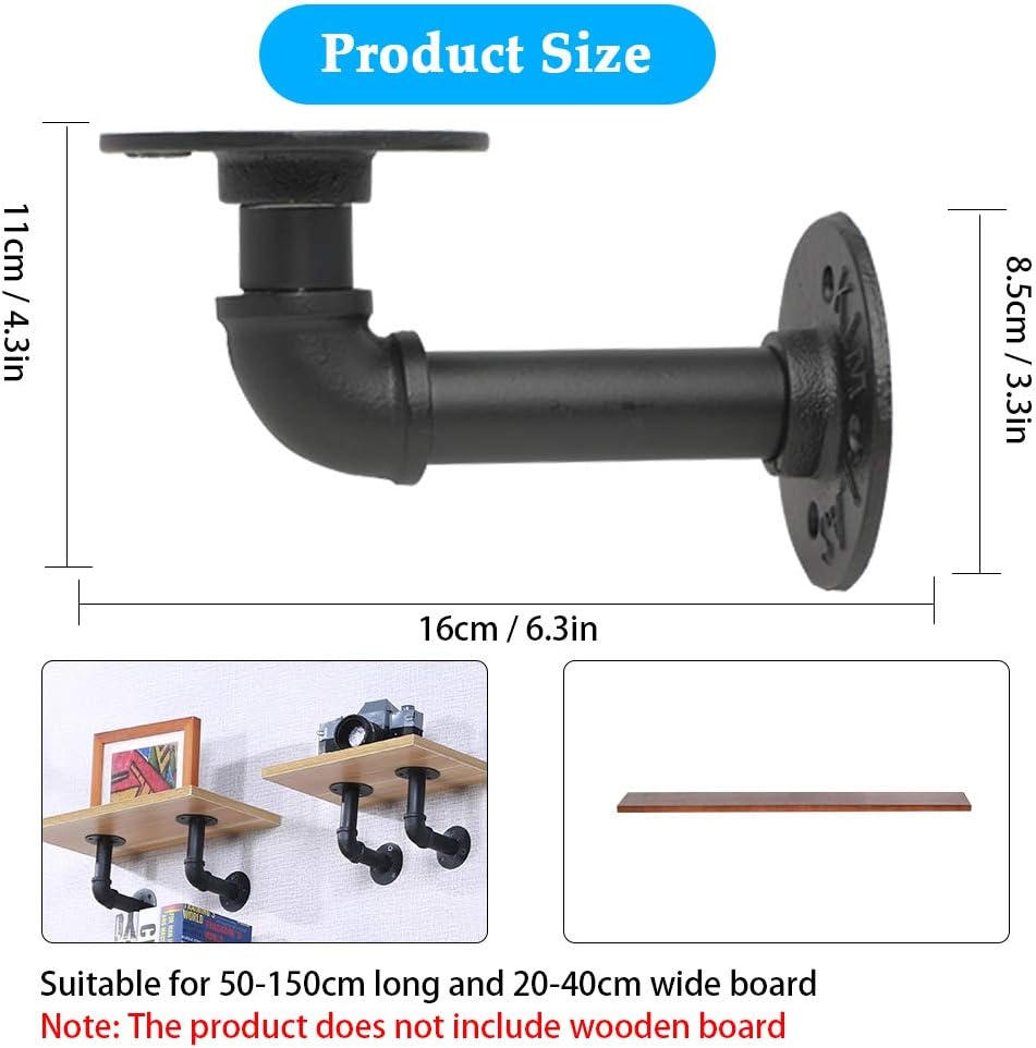 6 Pcs Pipe Shelf Brackets Industrial Iron Pipe Brackets Rustic Wall Mounted DIY Pipe Shelving Brackets Hanging Custom Floating Shelves Brackets with All Accessories Needed (6 Pack): Home Improvement