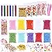 POLMMYS Slime Making Kit, Slime Beads Including Foam Beads, Sprinkled Candy Pieces, Fruit Slices, Glitter Shaker Jars and Sequin Stars for Crunchy Slime, Fluffy Slime and DIY Craft