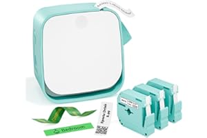 Vixic Mini Label Maker Machine with 3 Laminated White Tapes 12mm, Bluetooth Handheld Thermal Label Printer, Small Sticker Labeler for Home School Office Organized, Rechargeable