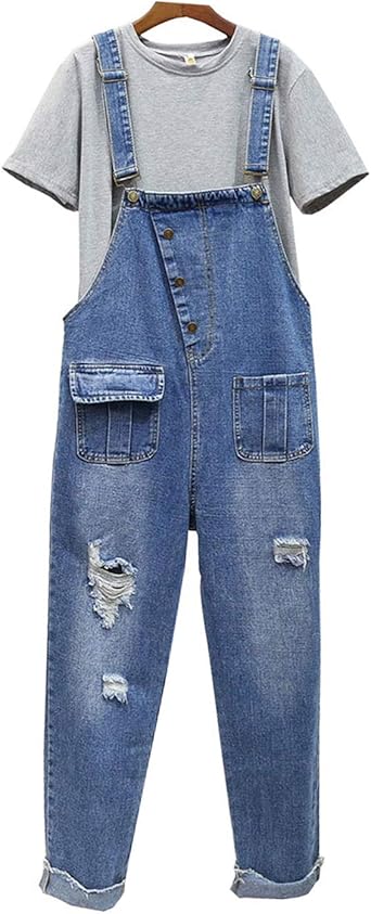 women's distressed overalls