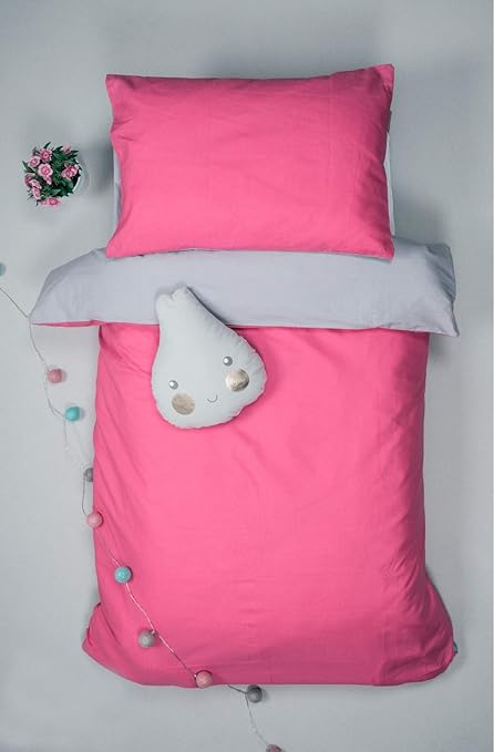 Kadolis Housse De Couette Bebe En Coton Bio Bicolore Taie D Oreiller Fuschia 100 X 140 Cm Amazon Fr Cuisine Maison