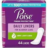 Poise Incontinence Panty Liners, Very Light Absorbency, Long, 44 Count