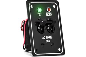Haoguo 30A 120V AC Main Circuit Breaker Panel, Green Power & Red Polarity LED, Corrosion-Resistant, for Marine, Yacht, RV App