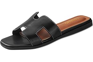 Tanamo Womens Sandals Slip on Fashion Slides Sandals Women Dressy Summer Flat Sandals Square Open Toe Casual Beach