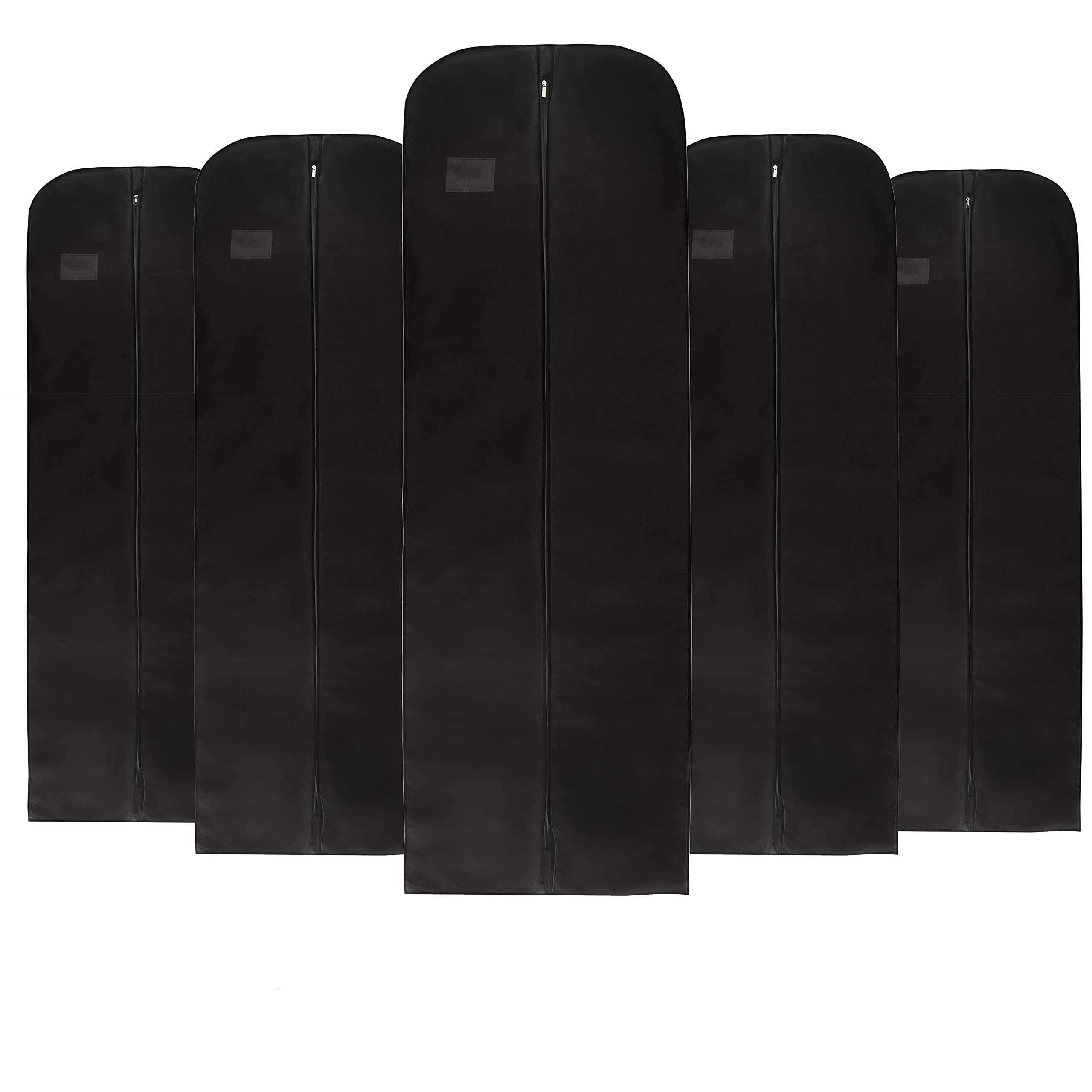 Wedcova Dress Bag | Hanging Garment Bags | Full Length Travel Covers | Wedding Long Clothes Storage Cover with Zipper for Women | 72 Inch (182cm) | Pack of 5 | Black