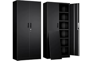 YEEZER Metal Storage Cabinet, 71 Inch Tall Metal Storage Cabinet with Doors and Shelves, Pantry Cabinets for Kitchen Storage, Garage Cabinet for Living, Dining Room, Assemble Required