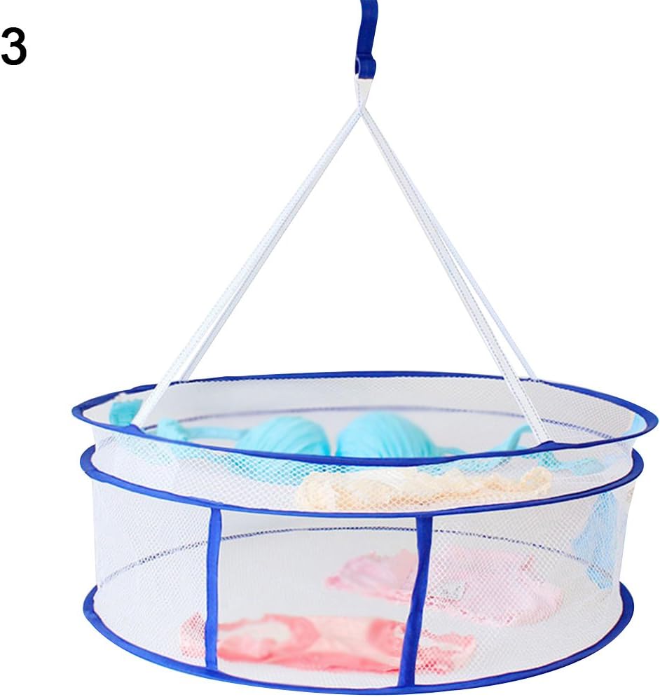 YESZ Clothes Drying Net, Foldable Double Layers Clothes Laundry Hanging Drying Rack Basket Mesh Tent Net - 3