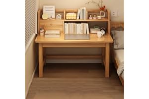 Kids Desk with Bookshelf 31.4 * 19.6in Wooden Children’s Media Desk Student's Study Computer Workstation and Writing Table,De