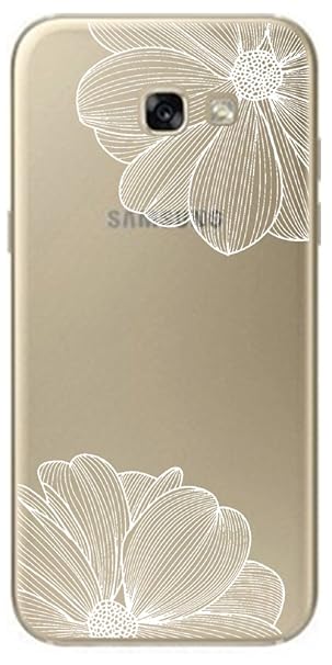 Novago Schutzhülle kompatibel Samsung Galaxy A3 2017 (A320) mit Phantasie Muster(Weiße Blumen)