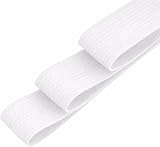 Trimming Shop 32mm Wide Elastic Band White 1m Polyester Rubber Waistband Tape