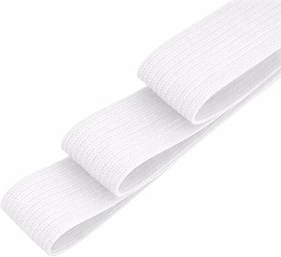 Trimming Shop 32mm Wide Elastic Band White 1m Polyester Rubber Waistband Tape