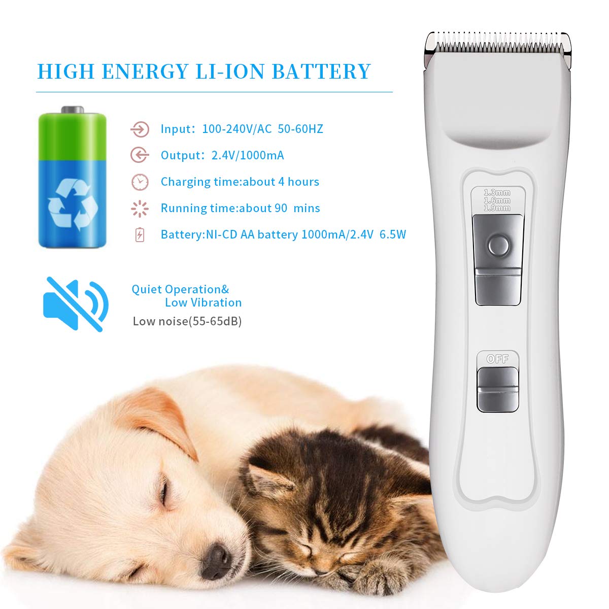 Anewgift Pet Hair Clipper Dogs Cats Cordless Professional Grooming Trimming Kit Set