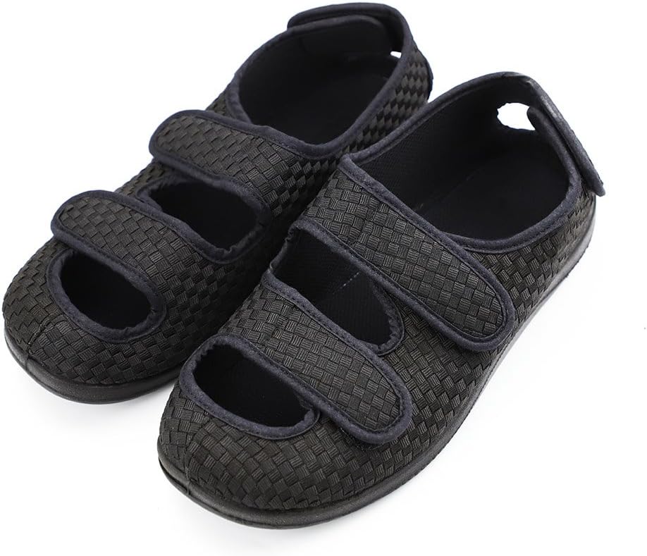Unisex Diabetic Edema Slippers Breathable Flat Heel Sandals Ideal for Indoor/Outdoor Shoes Black