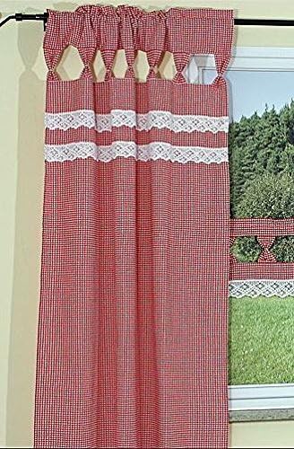 Tischdecken Iris Shop Gardinen Hossner Gardine Schal Ubergardine Landhaus Rot Weiss Kariert Spitze Handarbeit Seitenschal 90x180 Cm Amazon De Kuche Haushalt