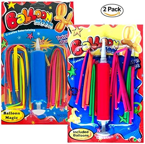 Hi5 - 2 pack-Long Balloon Magic Kit with Air Pump(Large size).With assorted colors Twist and Shape Long Balloons With Air Pump Included. Great for Birthday Party and Events