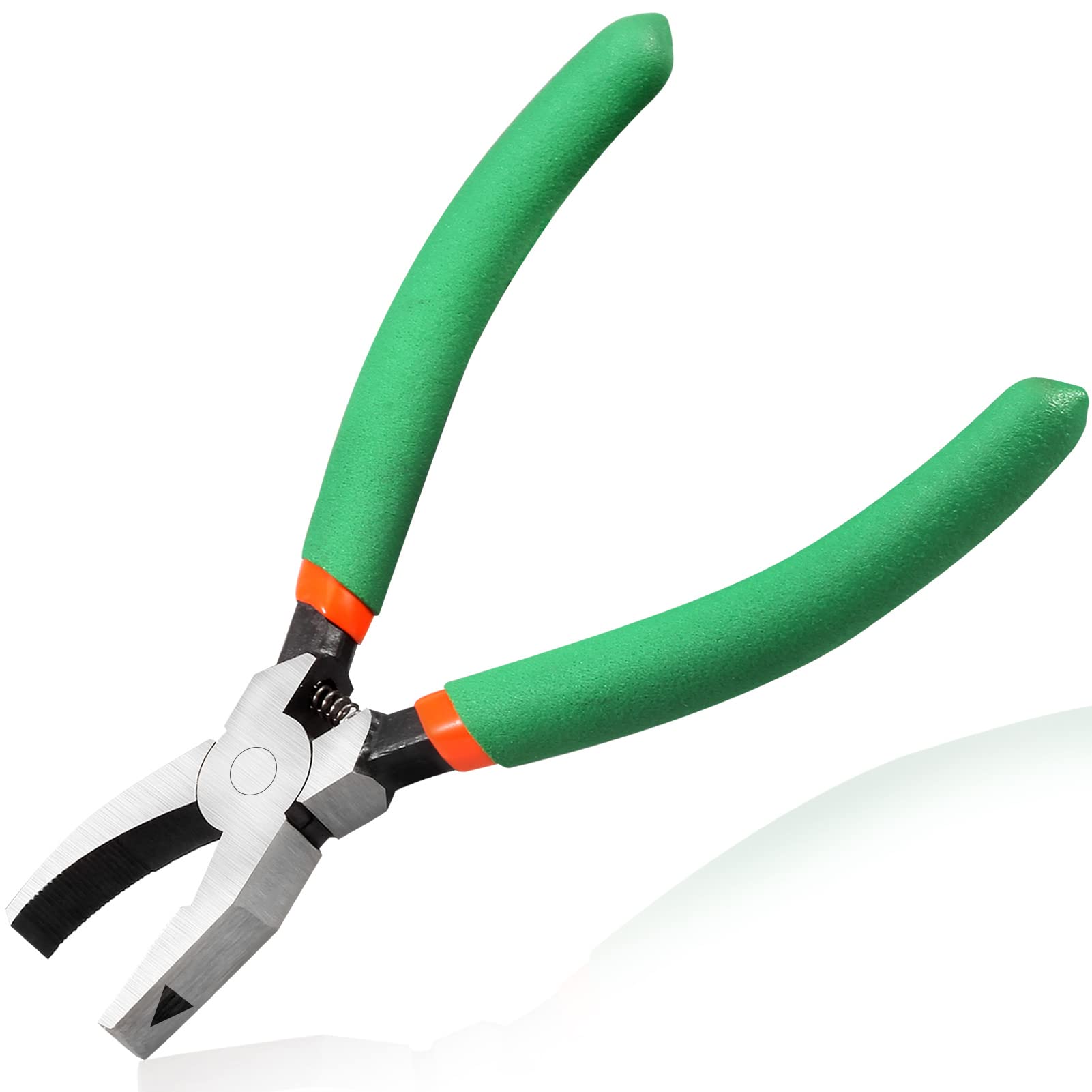 LEONTOOL Breaker Grozer Pliers for Stained Glass - 6-Inch with 3/8 Inch Flat Curved Jaw - Glass Breaking Tool for Ceramics and Mosaic Art — image 1