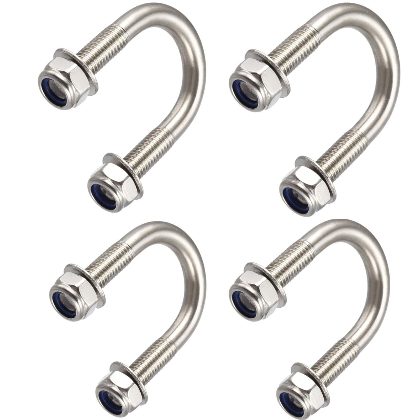 TOP-VIGOR 4 sets M8 Round U-Bolts, 27mm Inner Width 52mm Length 304 Stainless Steel U-Bolts with Nut, Washer for Building Installations Mechanical Parts Connection Cehicles Ships