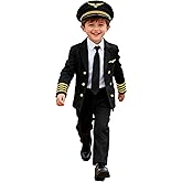 KIDIN Boys Airline Captain Uniform - Pilot Costume for Kids Career Day, Halloween, Party & Birthday Gifts
