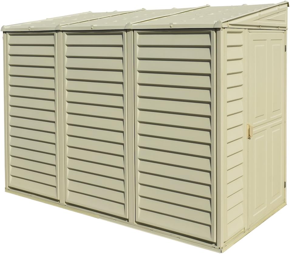 Duramax SideMate 4 x 8 (2.95 m2) Plastic Garden Shed with Metal Foundation Kit, Reversible Door, Strong Metal Roof Structure - Image 4