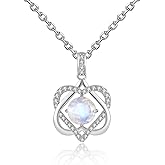 ixluck Natural Cut Moonstone Pendant Necklace for Women Birthday Anniversary Jewelry Gift for Women Mom