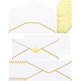 Zooyinfy Business Envelopes with Gold Border 30 Pack #10 Envelopes Made of 150gsm Paper, Standard Envelopes with Gold Stickers for Office, Checks, Letter Mailing,9.45 x 4.13 Inches(White)