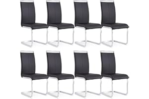 Baysitone Modern Dining Chairs Set of 8, Side Dining Room Chairs, Kitchen Chairs with Faux Leather Padded Seat High Back, Chairs for Dining Room,Kitchen, Living Room Black
