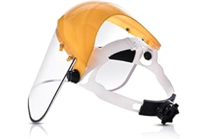 Katzco Clear Full Face Shield Visor Mask – Face And Head Coverage- Ideal For Automotive, Construction, General Manufacturing, Mining, Oil/Gas Uses