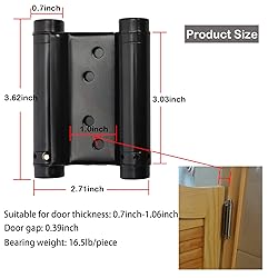 3" Double Action Spring Hinges, Self Closing Door