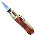 Butane Torch Lighter, Refillable Kitchen Cooking Torch Windproof Adjustable Flame Solar Beam Torch Blow Torch with Safety Lock for BBQ Baking(Butane Gas Not Included) (Golden)