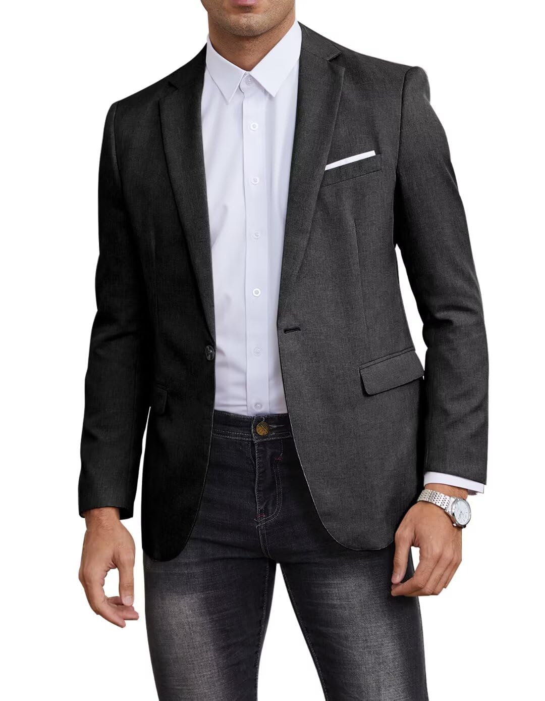 Photo 1 of EMERAIDVLN Black Blazer Men Cowboy Blazers for Men Casual Men's Linen Suits & Sport Coats Mens Dress Suit Jacket X-Large