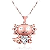 Senpotly 925 Sterling Silver Axolotl Pendant Necklace for Women Adorable Axolotl Birthstone Necklace Cute Animal Axolotl Birthday Jewelry Gifts for Daughter Granddaughter