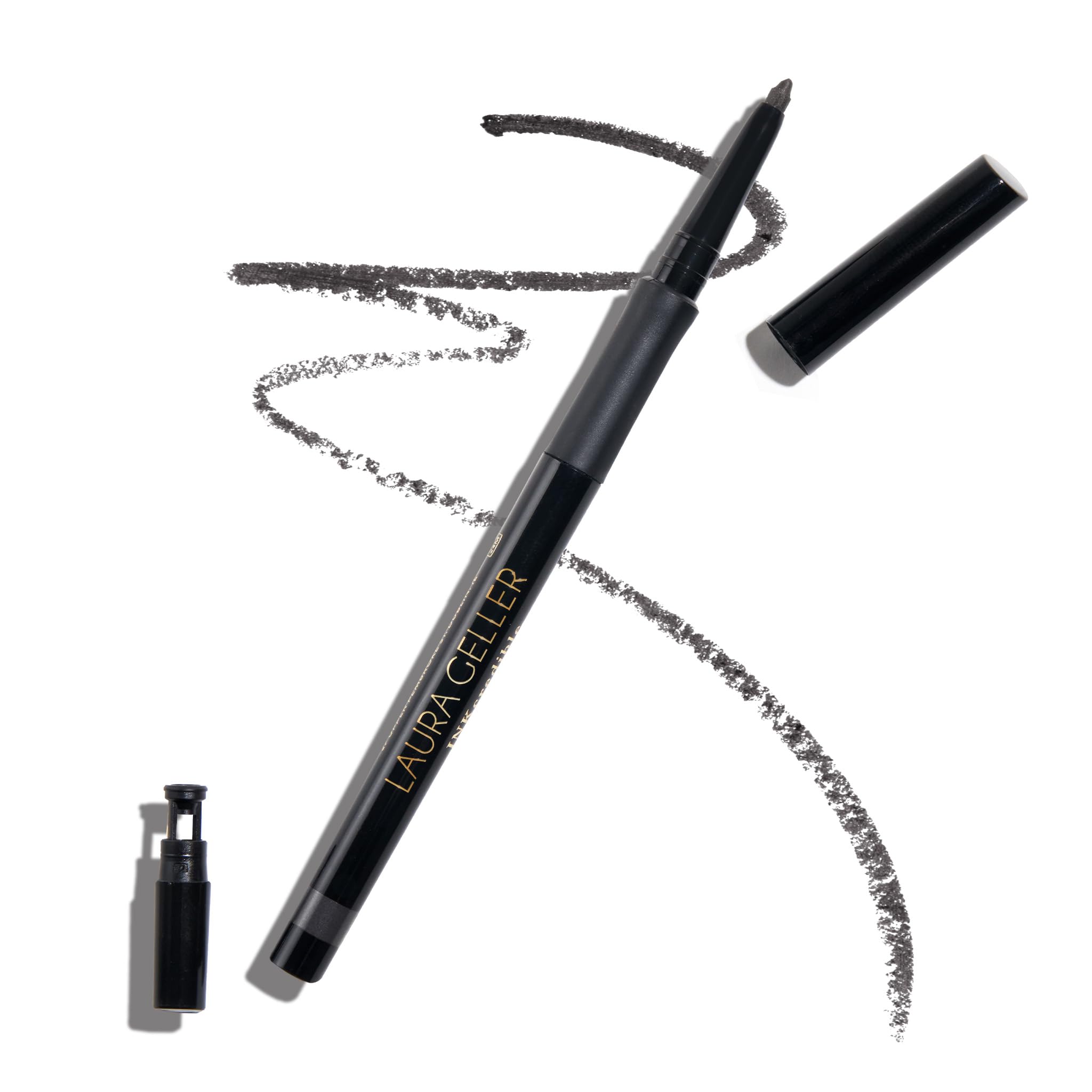 LAURA GELLER NEW YORK INKcredible Gel Eyeliner (Graphite) Waterproof & Smudge-Proof Pencil With Built in Sharpener For Expert Precision, Glides On Effortlessly, Gel Eyeliner Pencil