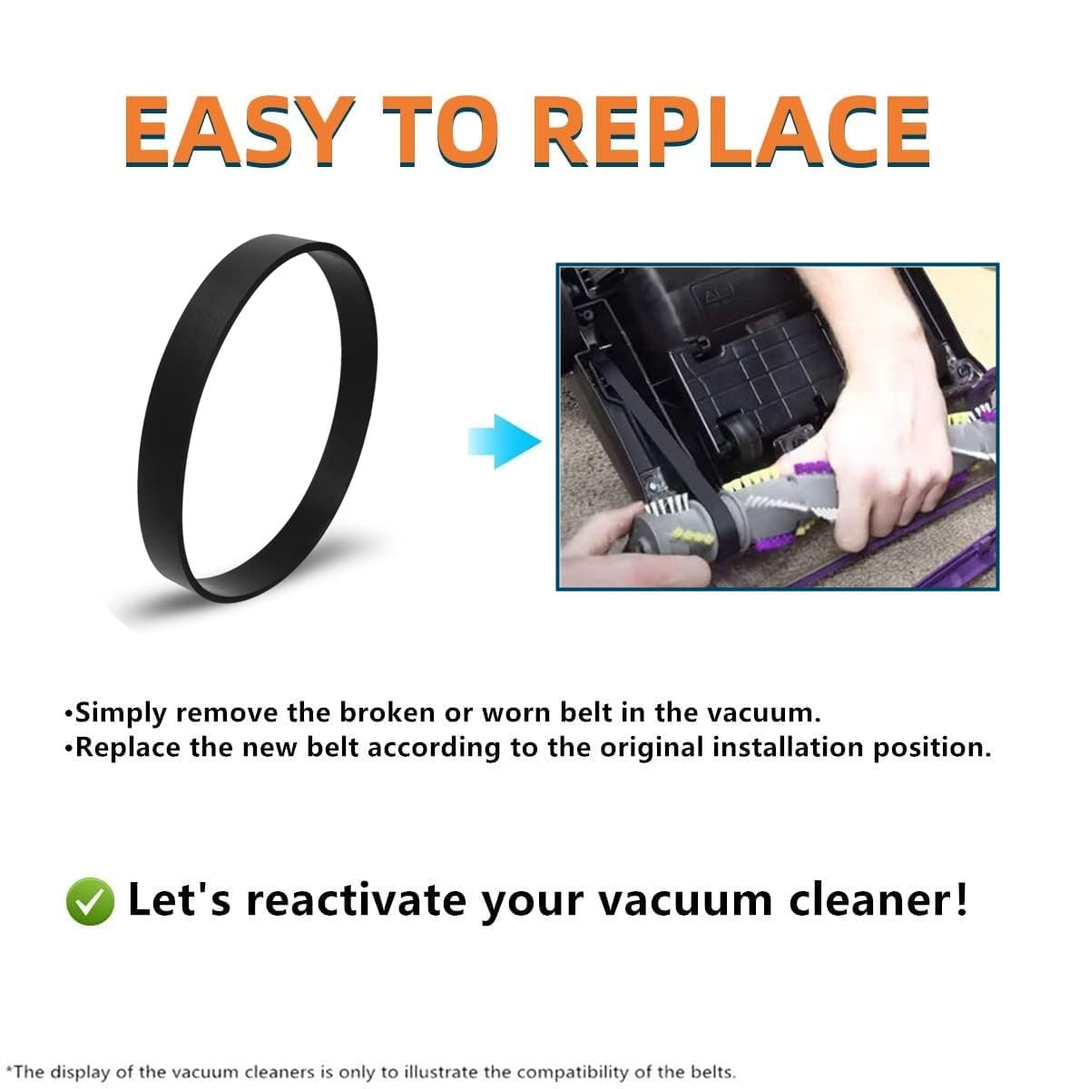 Replacement Belts for Bissell Model 2252 2253 2254 22543 2255 2256 2258 2259 2260 2316 1309 1790 1792 1793 1413 2739 Powerlifter and CleanView Swivel Rewind Pet Vacuum (Pack of 2)