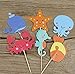 Yunko Set of 24 Sea Creature Cake Cupcake Decorative Cupcake Topper for Kids Birthday Party Themed Party Baby Shower