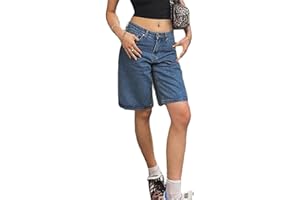 RARUXXIN Women Y2k Denim Carpenter Shorts Wide Leg Low Waist Cargo Jean Shorts with Pocket Summer Blokette Vintage Long Jorts
