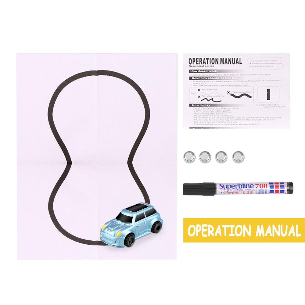 HUIBUDCH Magic Inductive Car Toy Magic Mini Car [Follows Black Line] for Kids (Blue Jeep)