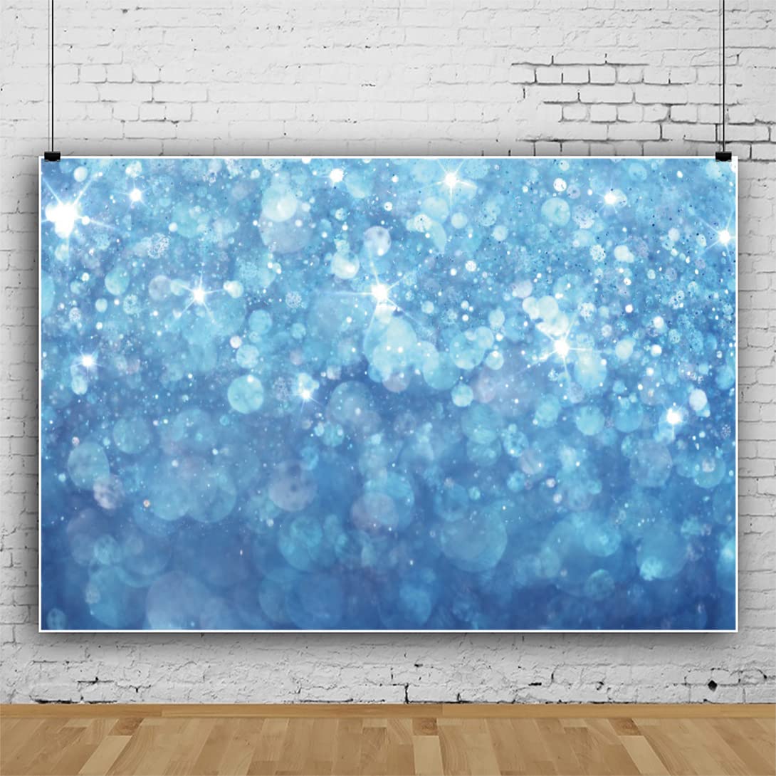 Bovlleetd 9x6ft Winter Scene Backdrop Blue Light Shadow White Light Point Photography Background Portrait Photography Background Shooting Props for Baby Shower Party Decor Banner