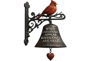 Dinner Bell Outdoor – Red Bird Garden Decoration | Farmhouse Yard Bell | Cardinal Doorbelll Memorial Ornament | for Ranch Far