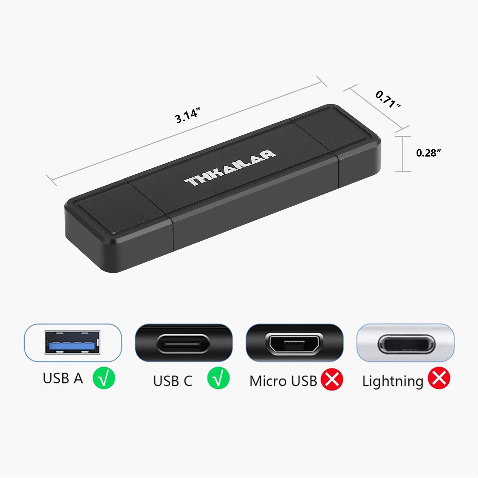 THKAILAR 1TB USB C Flash Drive Type-C&Type-A,USB 3.2 Gen 2 Portable SSD up to 1000MB/s,Thumb Drive for iPhone 15/16 Series/Mac/PC/Android,Zinc Alloy Solid State Drive for High-Speed Data Storage