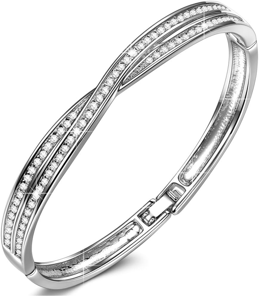LADY COLOUR Waltz of Love 7 Inch Bangle Bracelet for Women, Crystals from Swarovski- Getting Close to You