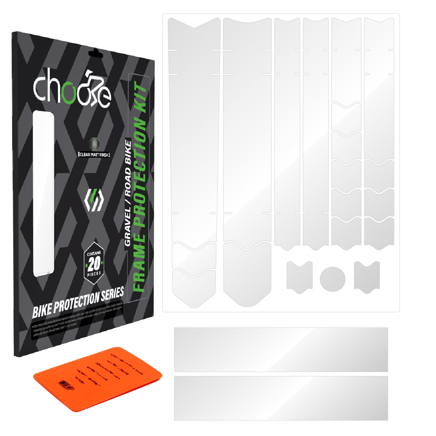 Photo 1 of CNC Road/Gravel Bike Frame Protection kit,20-Pcs Total Bike Frame Protector Sticker-Frame Guard Tape Wrap for Top/down Tube,Seatstays,Chainstay,Protects Bike from Scratches and Dings.transparent