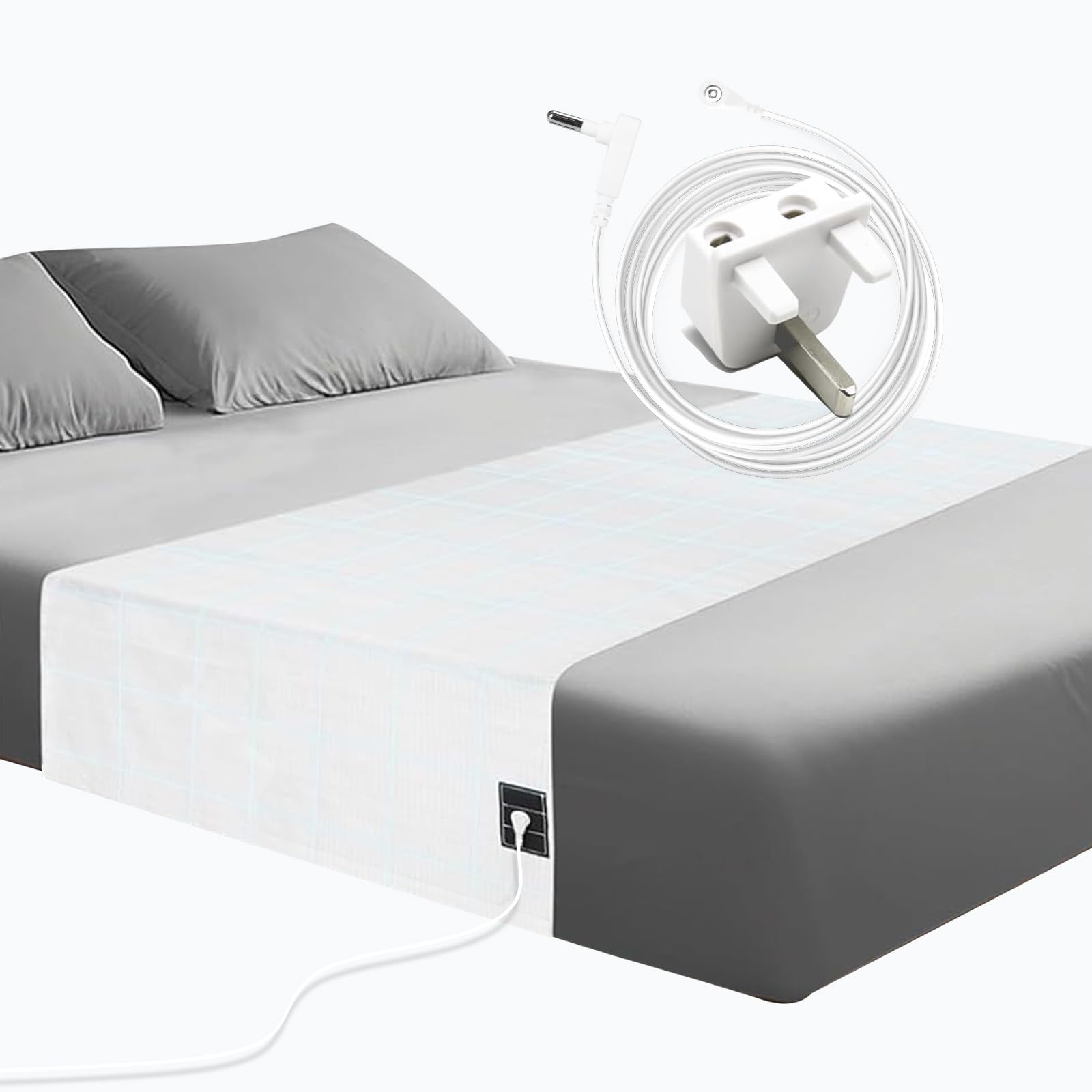 RIQINXIN Silver Fiber Grounding Sheet Soft Earthing Bed Sheet Conductive Grounding Mat Earthing UK with 15ft Cord Organic Cotton Sleep Therapy (99x203cm) Beige