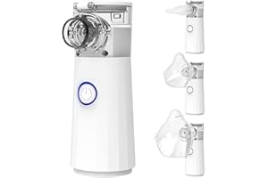 AVAOKO Portable Nebulizer, Nebulizer Machine for Adults and Kids Handheld Nebulizer for Travel and Daily Use Mesh Nebulizer for Breathing Problems with Autoclean Mode Powered by USB/Battery, White