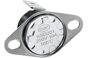 GQNDGN KSD201 160-10A Thermostat Temperature Thermal Control Cutoff Switch Sensor Fits for Microwave Thermostat, to Many Kinds of Small appliances 1 Pcs