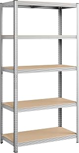 SONGMICS 5-Tier Steel Shelving Unit 600 kg Load 50x100x200 cm Silver GLR050E01