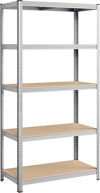SONGMICS 5-Tier Steel Shelving Unit 600 kg Load 50x100x200 cm Silver GLR050E01